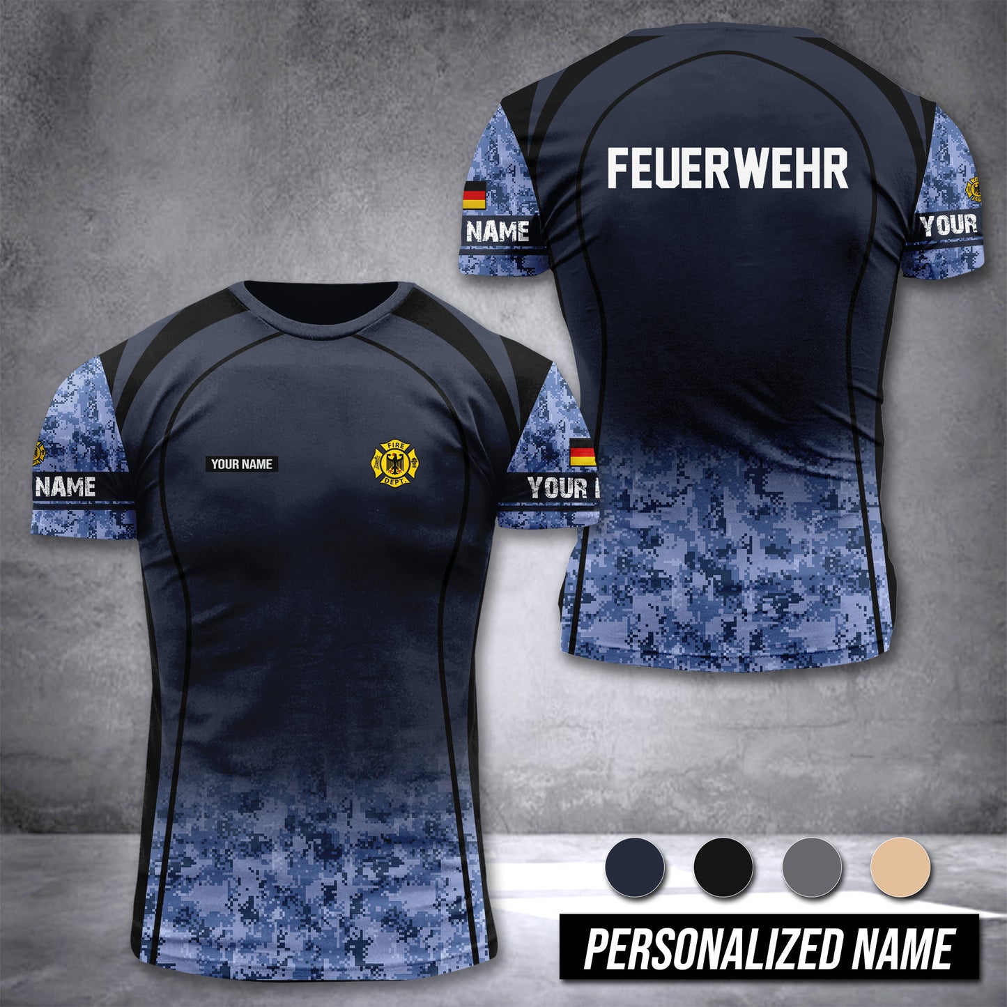 Firefighter Germany customize T-shirt digital camo