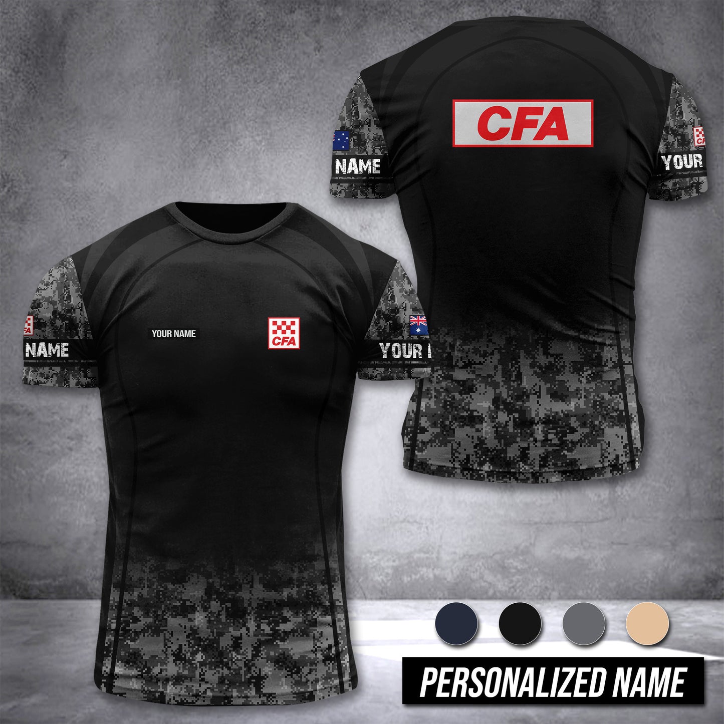 Country Fire Authority Australia customize T-shirt digital camo