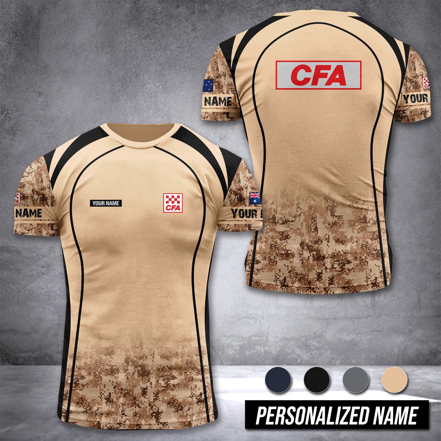 Country Fire Authority Australia customize T-shirt digital camo
