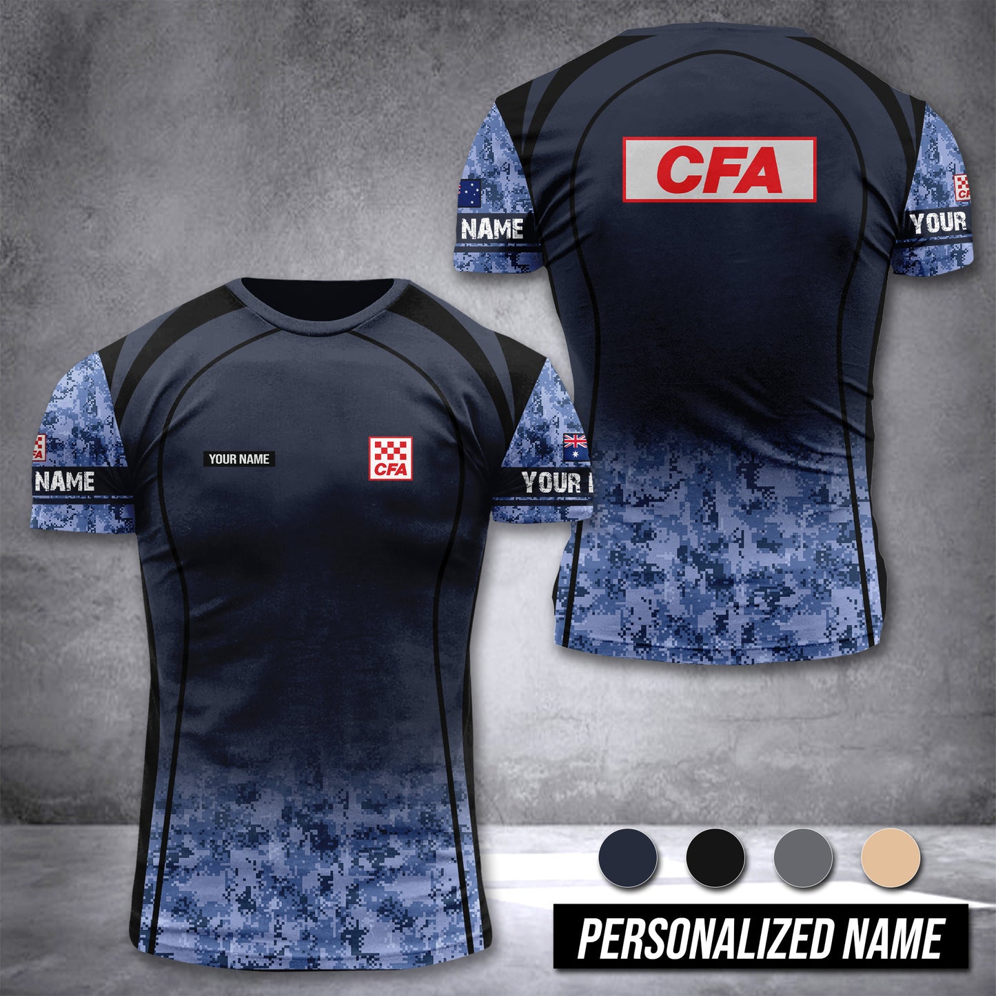 Country Fire Authority Australia customize T-shirt digital camo