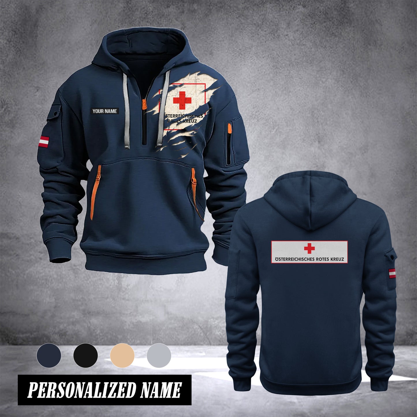 Rotes Kreuz Austria customize Hoodie Half Zipper TH