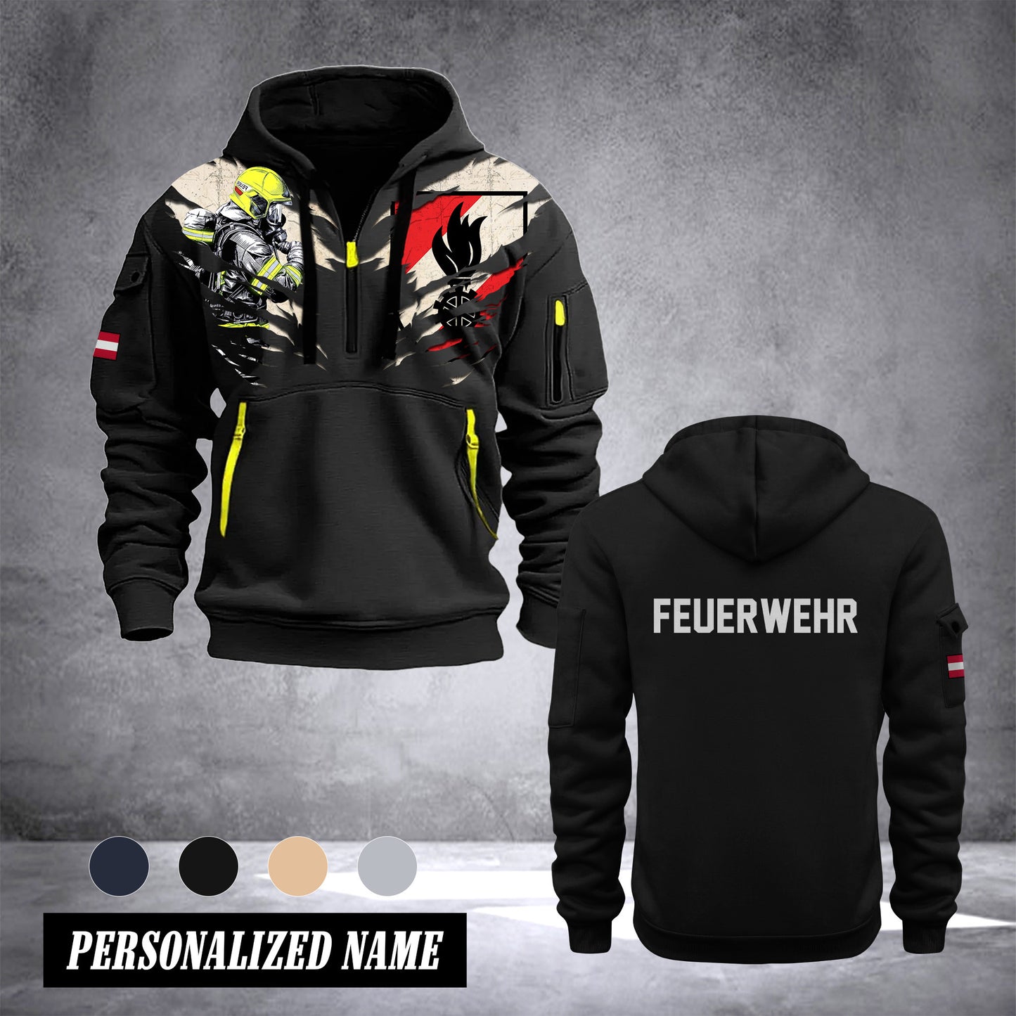 Firefighter Austria customize Hoodie Half Zipper DBZ