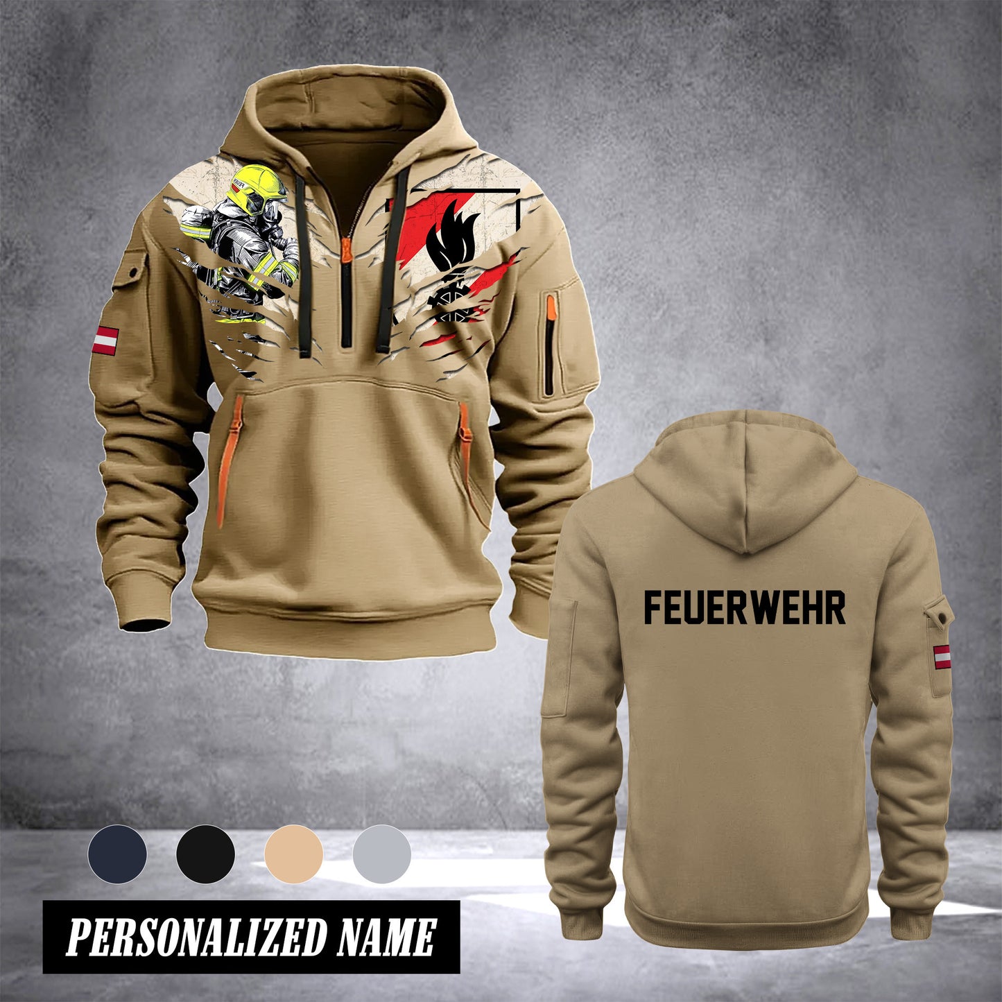 Firefighter Austria customize Hoodie Half Zipper DBZ