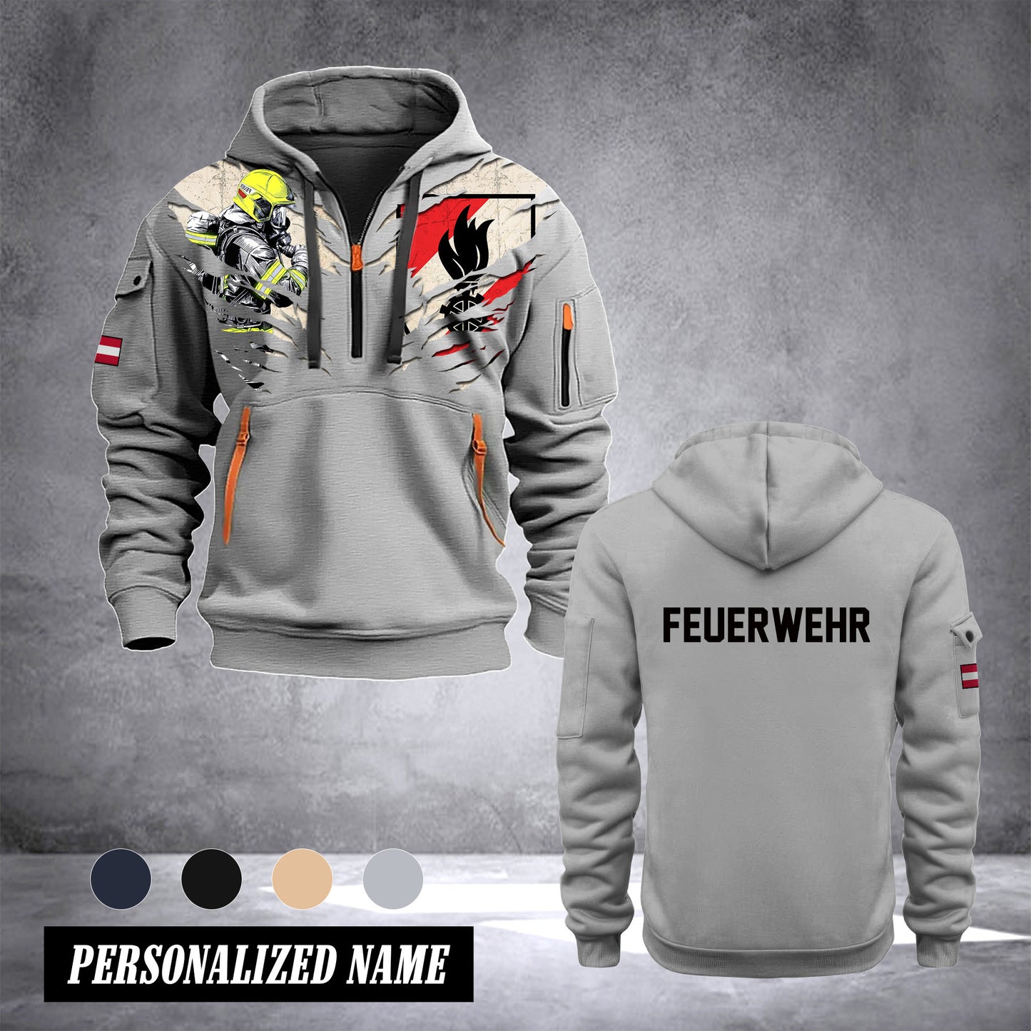 Firefighter Austria customize Hoodie Half Zipper DBZ