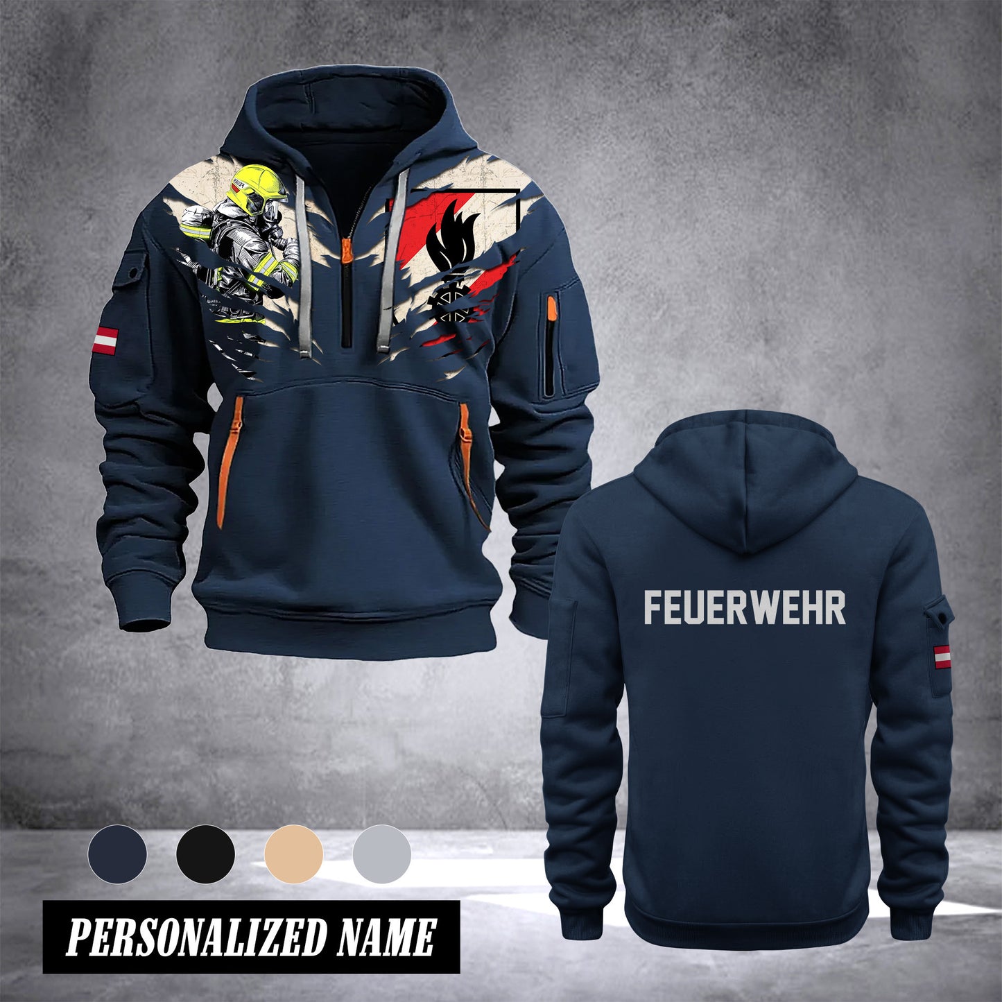 Firefighter Austria customize Hoodie Half Zipper DBZ