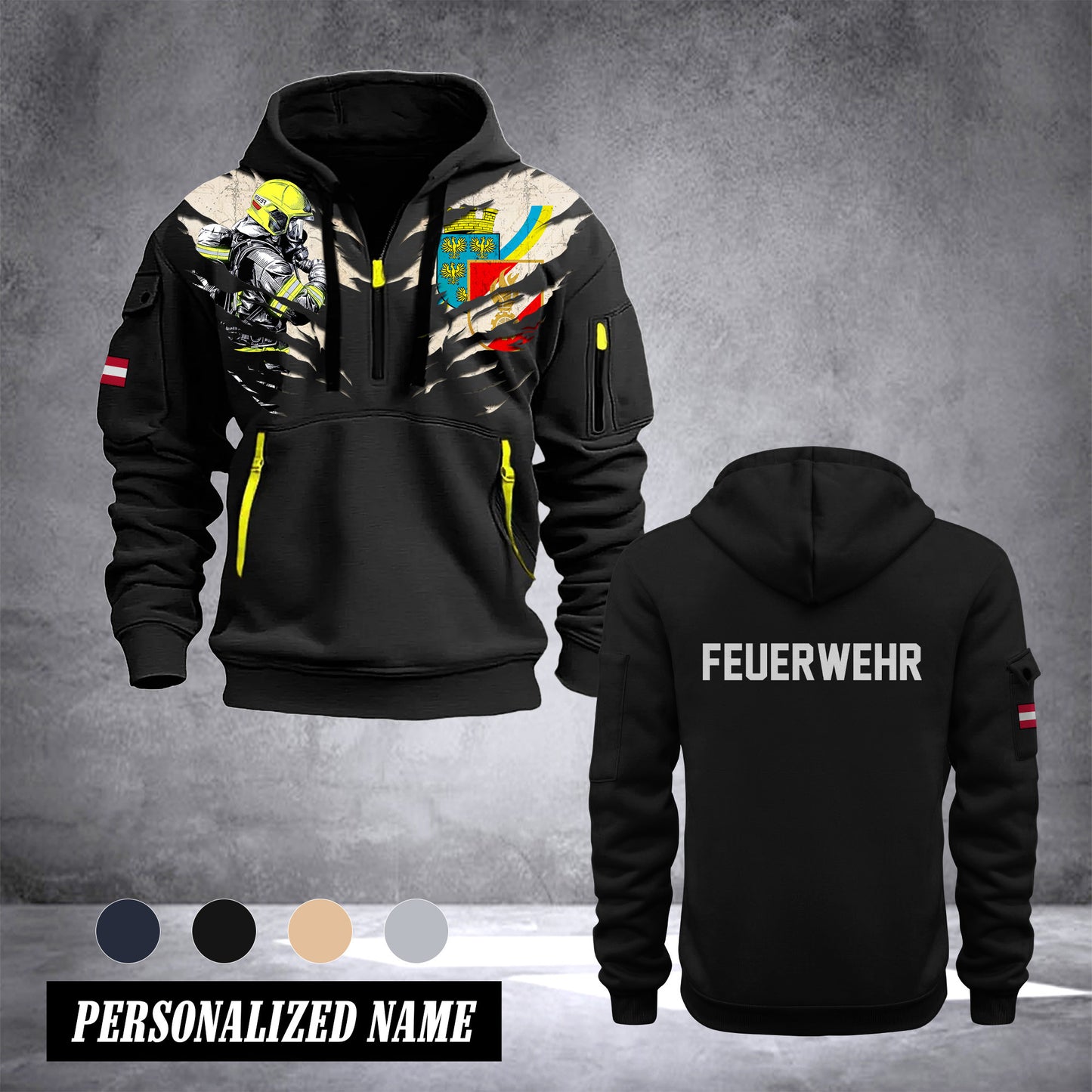 Firefighter Lower Austria customize Hoodie Half Zipper DBZ