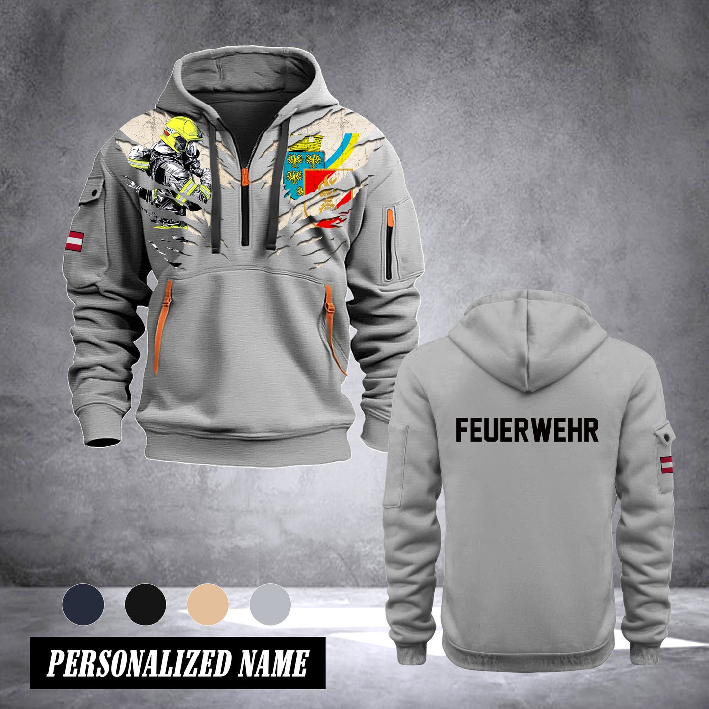 Firefighter Lower Austria customize Hoodie Half Zipper DBZ