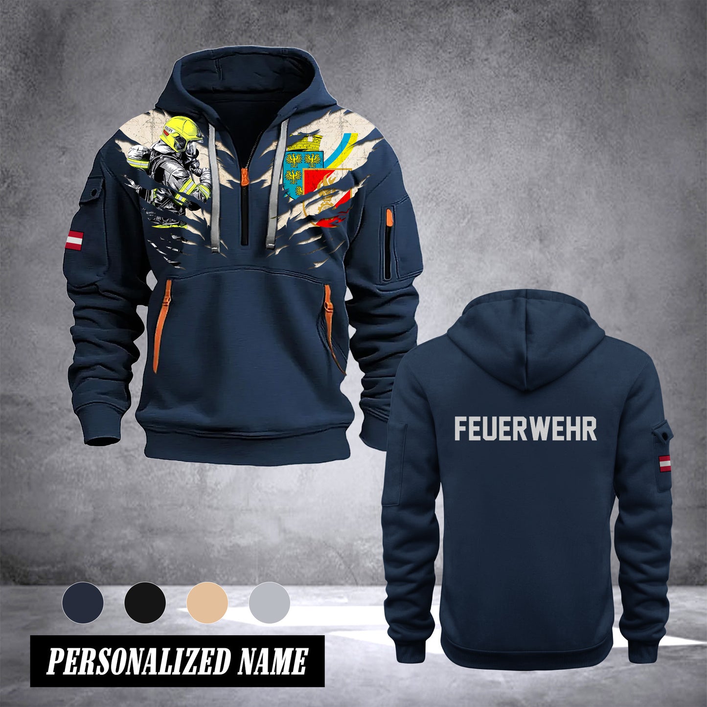 Firefighter Lower Austria customize Hoodie Half Zipper DBZ