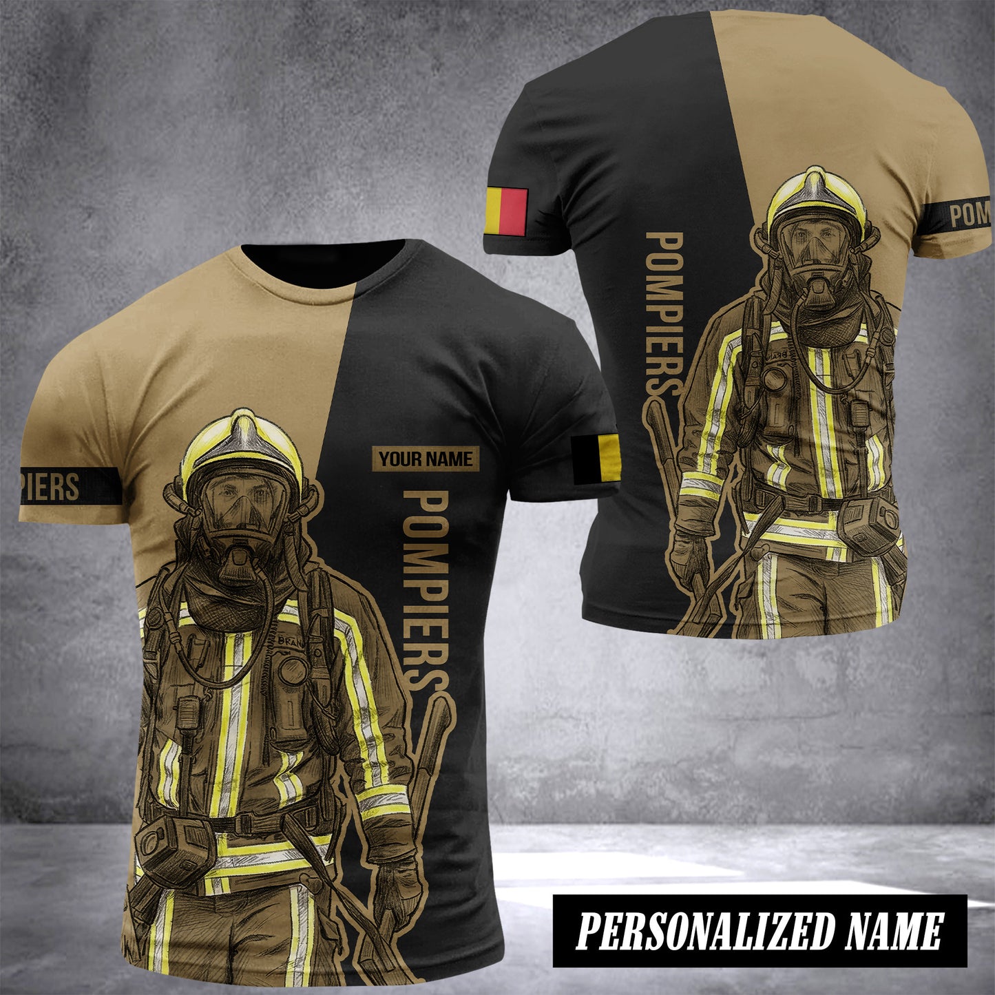 Firefighter Belgium customize T-shirt 3d 245