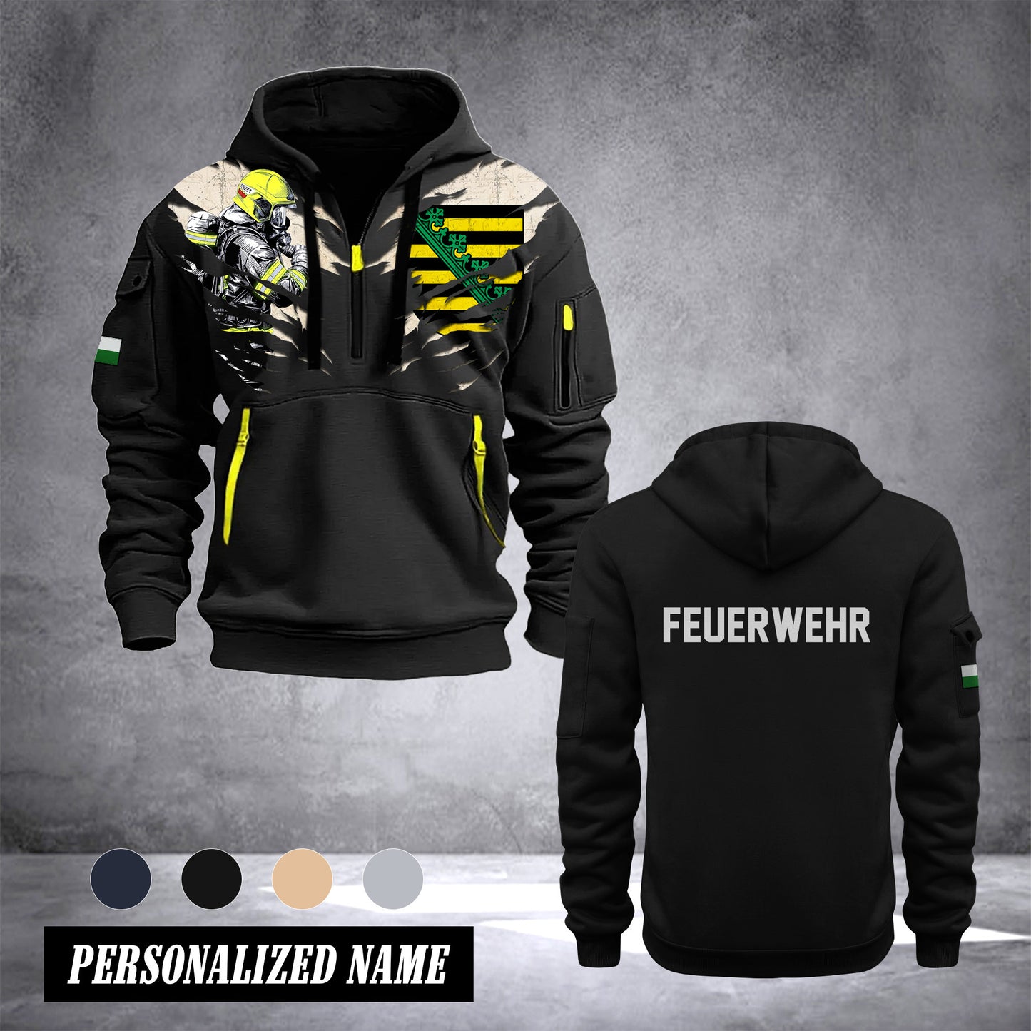 Firefighter Sachsen Germany customize Hoodie Half Zipper 233