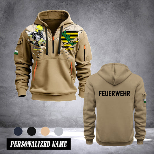 Firefighter Sachsen Germany customize Hoodie Half Zipper 233
