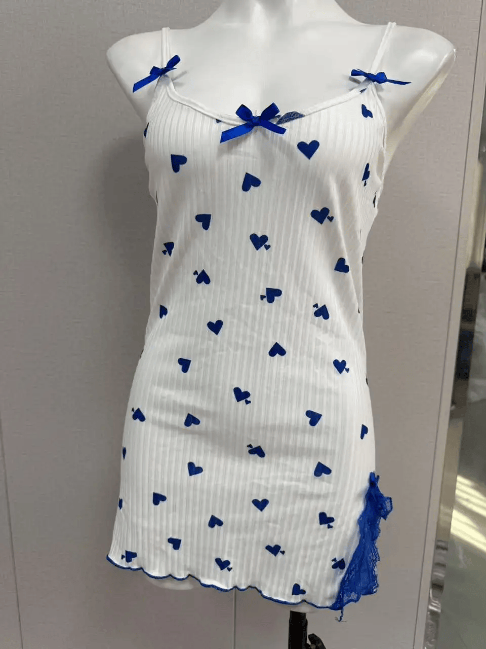Sexy Women's Night Gown Lace Trim Camisole Bow & Heart Print Sleeveless Sleep Dress Elegant Night Wear for Ladies New Hot senhoras novo quente
