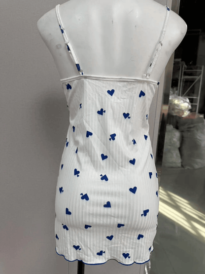 Sexy Women's Night Gown Lace Trim Camisole Bow & Heart Print Sleeveless Sleep Dress Elegant Night Wear for Ladies New Hot senhoras novo quente