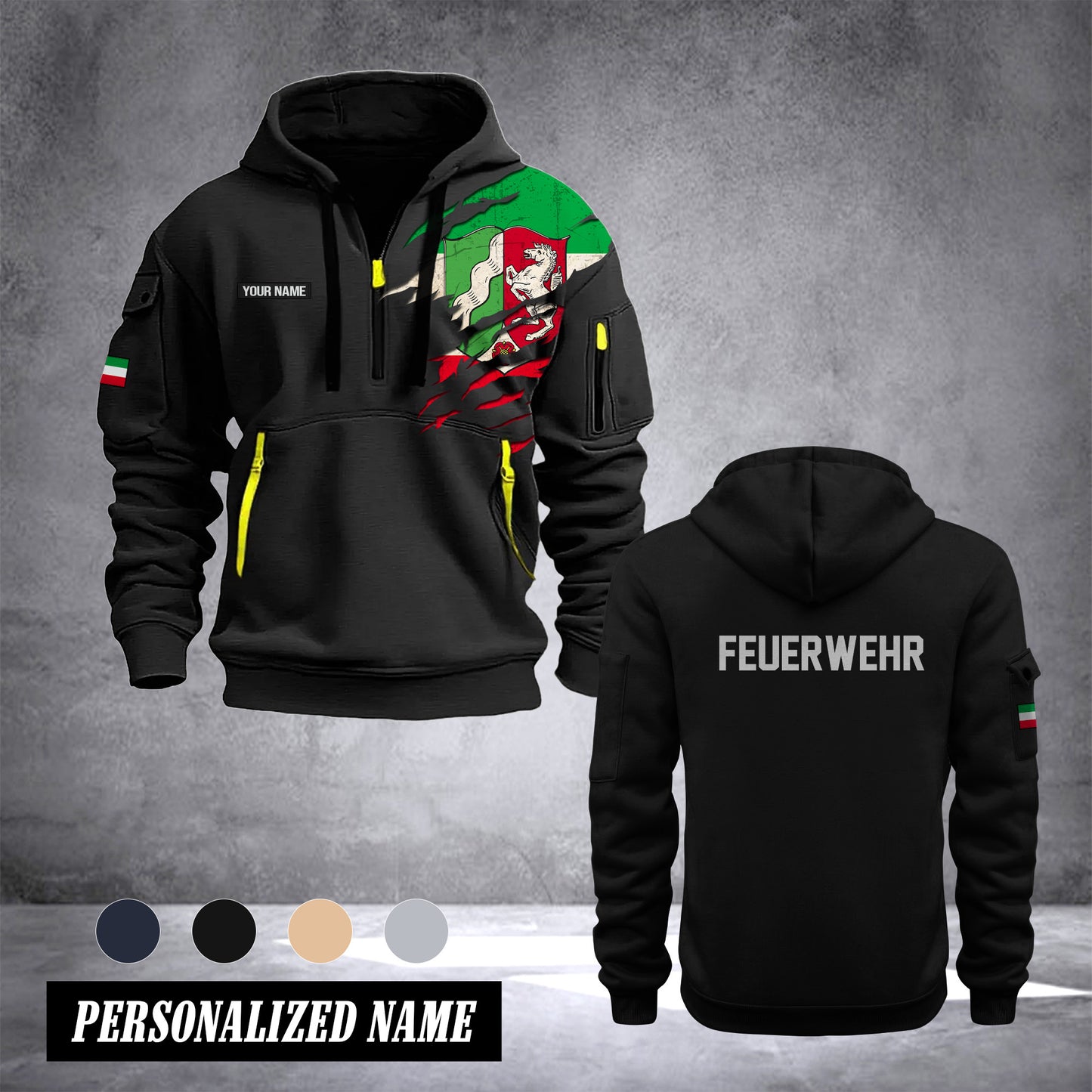 Firefighter North Rhine-Westphalia Germany customize Hoodie Half Zipper 233