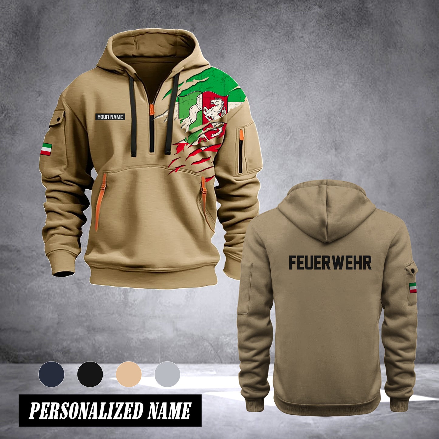 Firefighter North Rhine-Westphalia Germany customize Hoodie Half Zipper 233