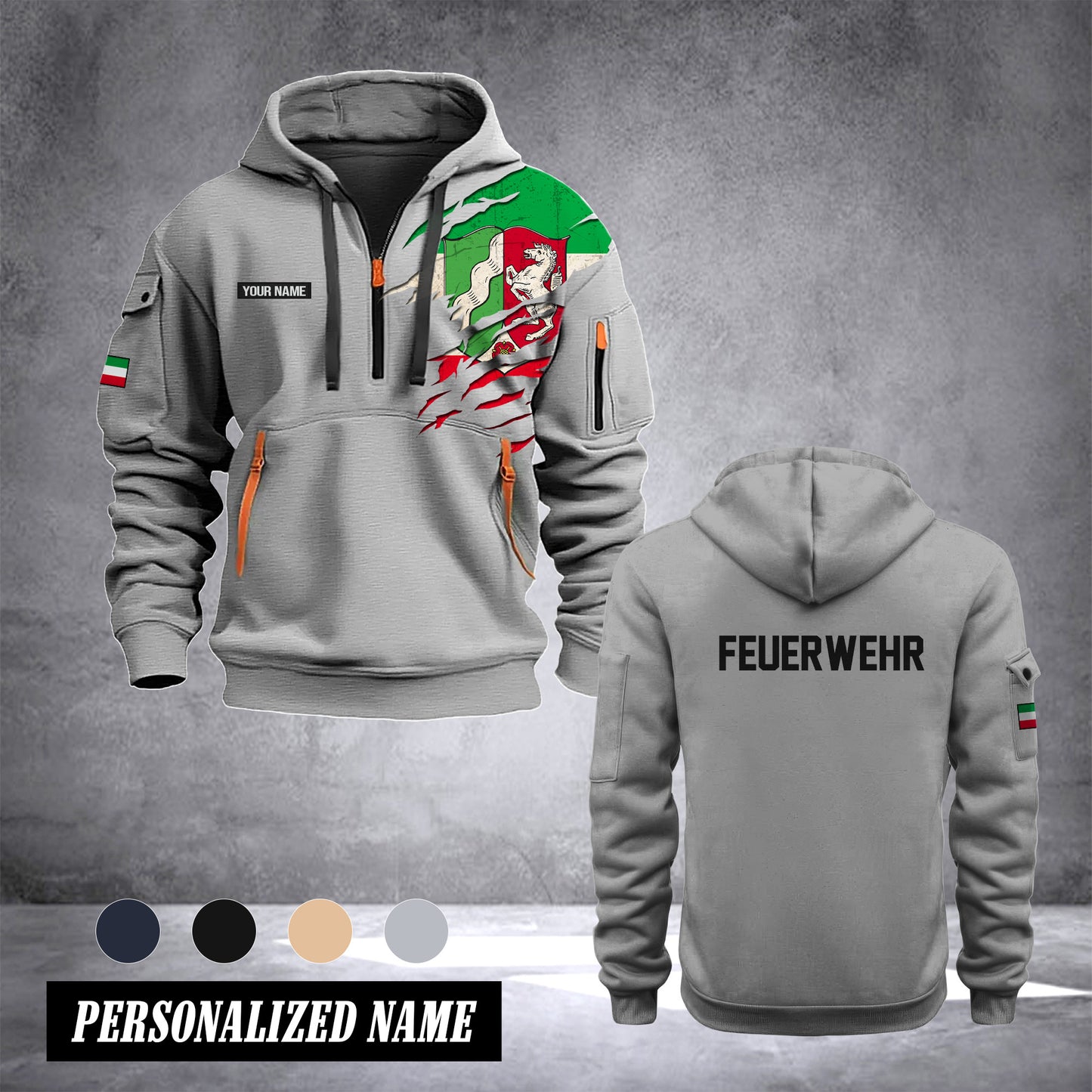 Firefighter North Rhine-Westphalia Germany customize Hoodie Half Zipper 233