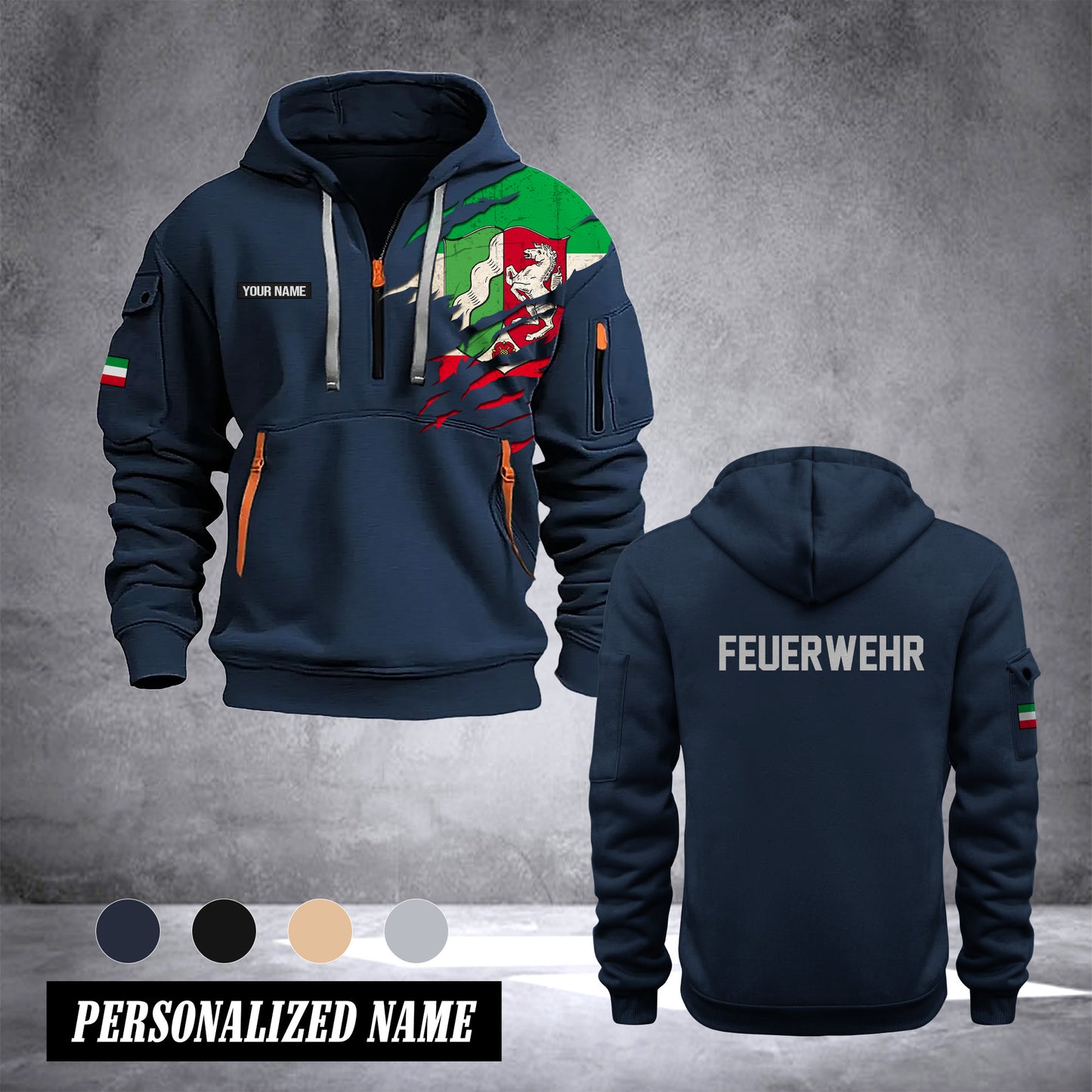 Firefighter North Rhine-Westphalia Germany customize Hoodie Half Zipper 233