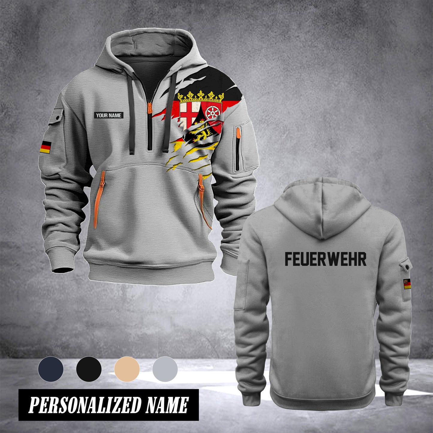 Firefighter Rhineland-Palatinate Germany customize Hoodie Half Zipper 233