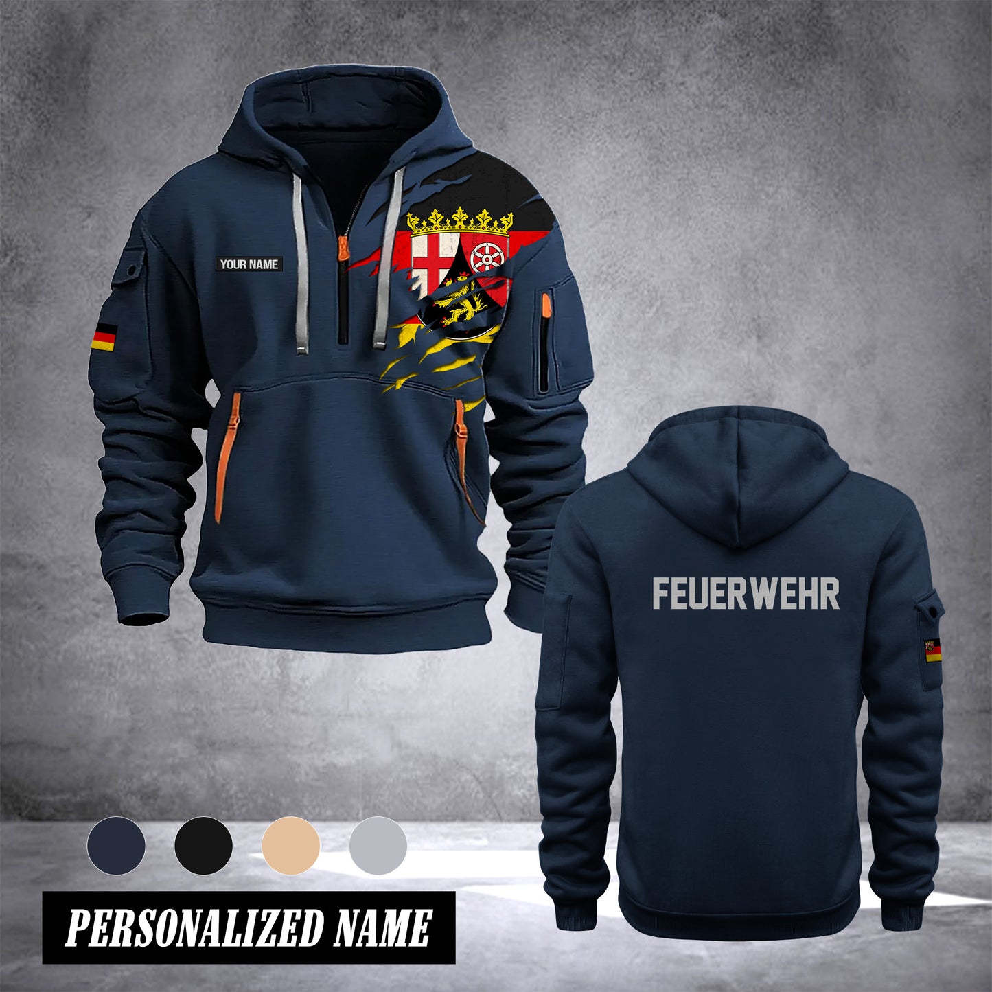 Firefighter Rhineland-Palatinate Germany customize Hoodie Half Zipper 233