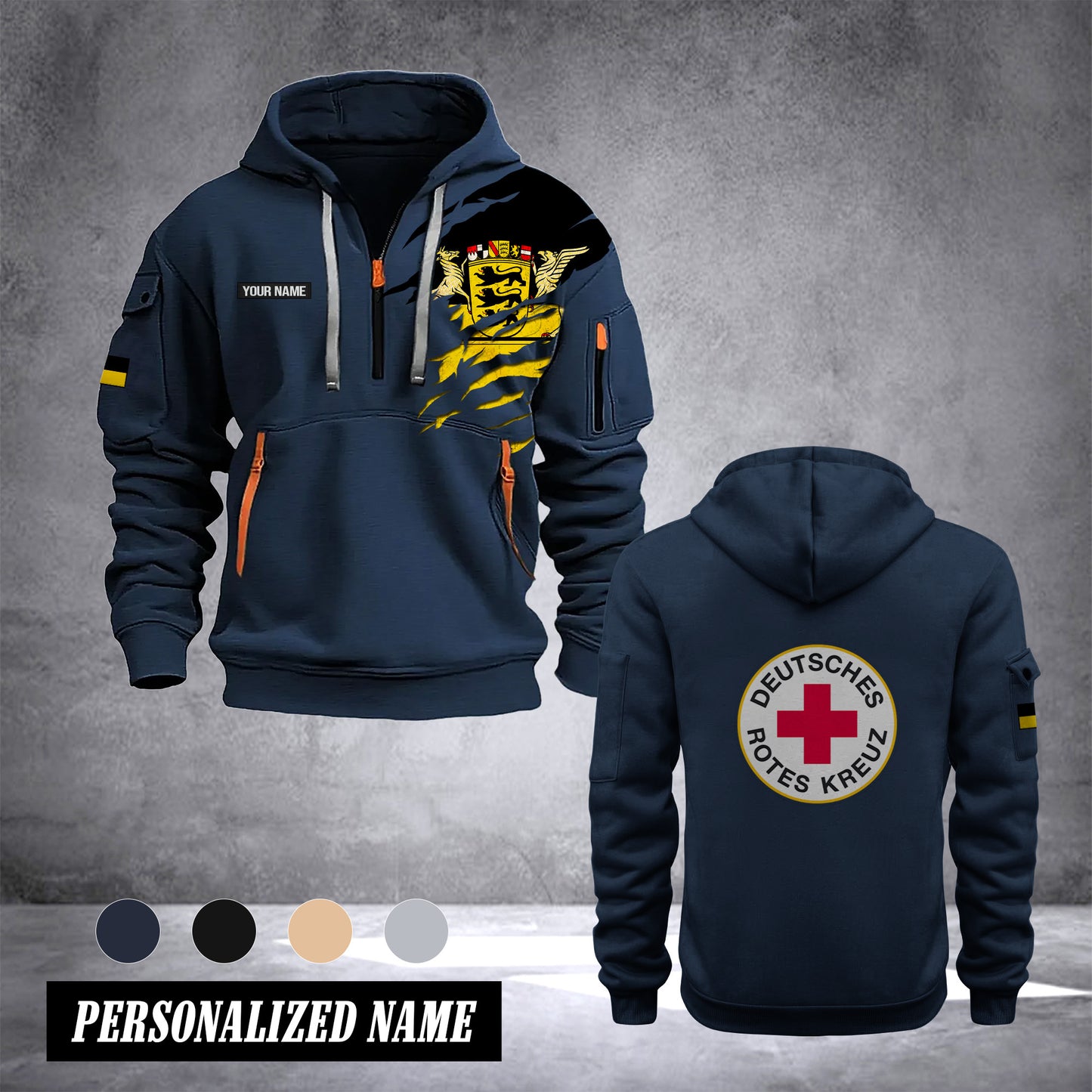 Rotes Kreuz Baden-Württemberg customize Hoodie Half Zipper NLG