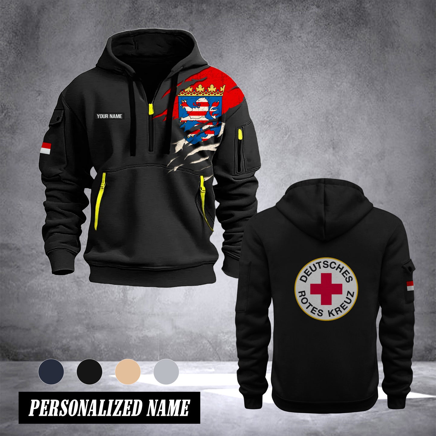 Rotes Kreuz Hessen customize Hoodie Half Zipper NLG