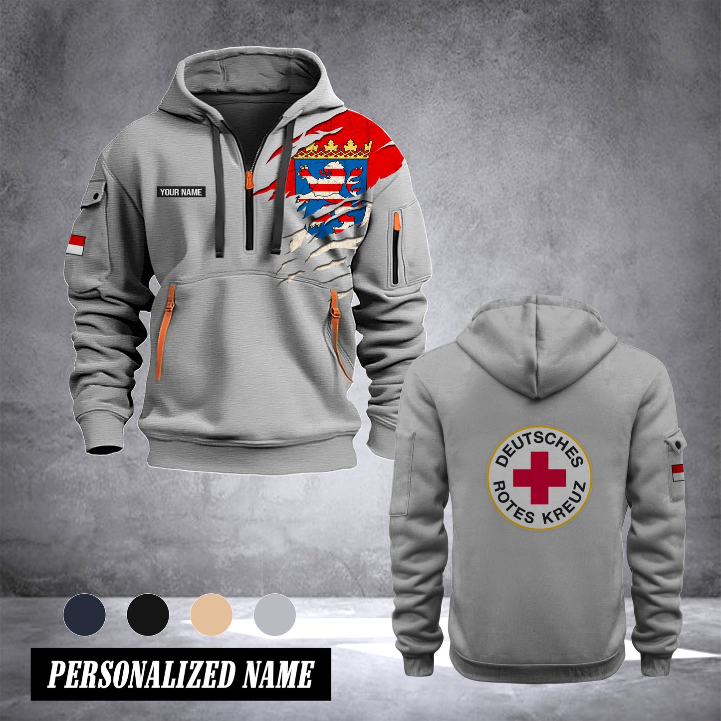 Rotes Kreuz Hessen customize Hoodie Half Zipper NLG