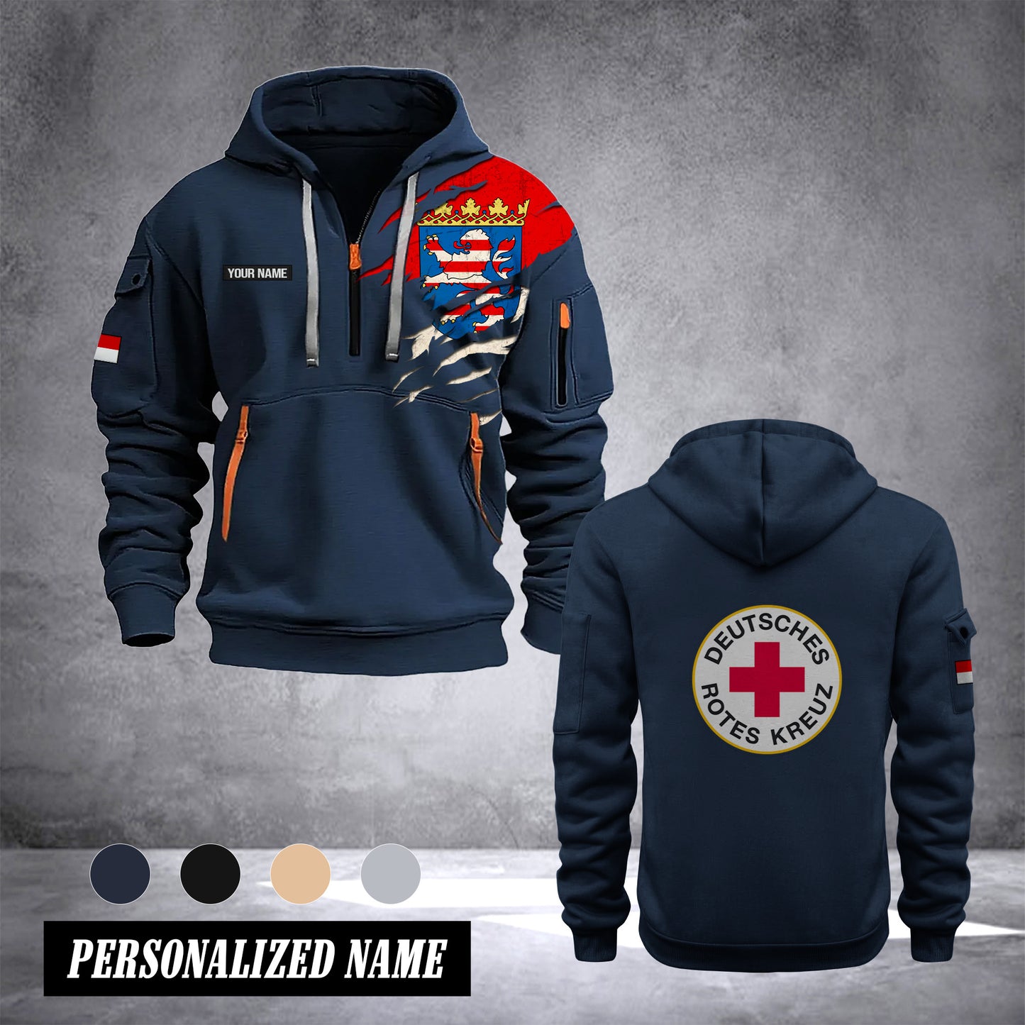 Rotes Kreuz Hessen customize Hoodie Half Zipper NLG