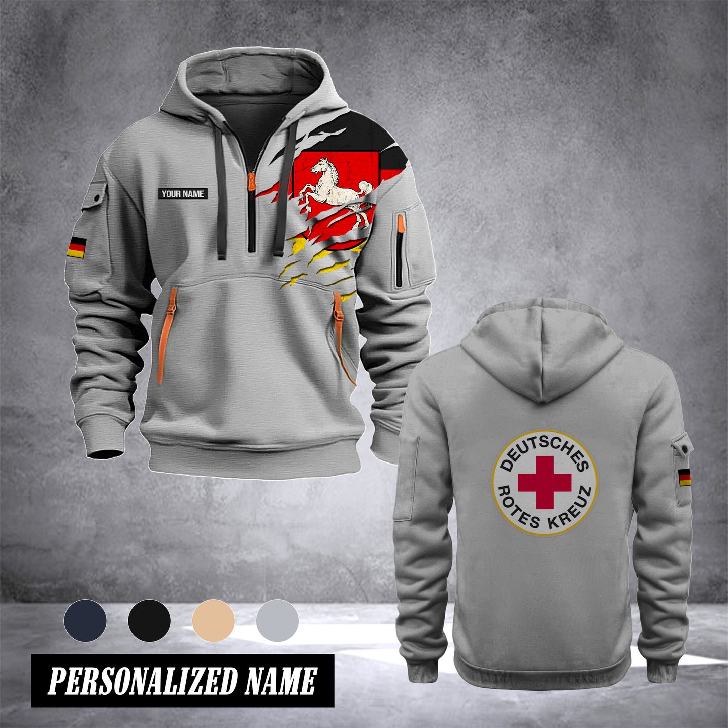 Rotes Kreuz lower saxony customize Hoodie Half Zipper NLG