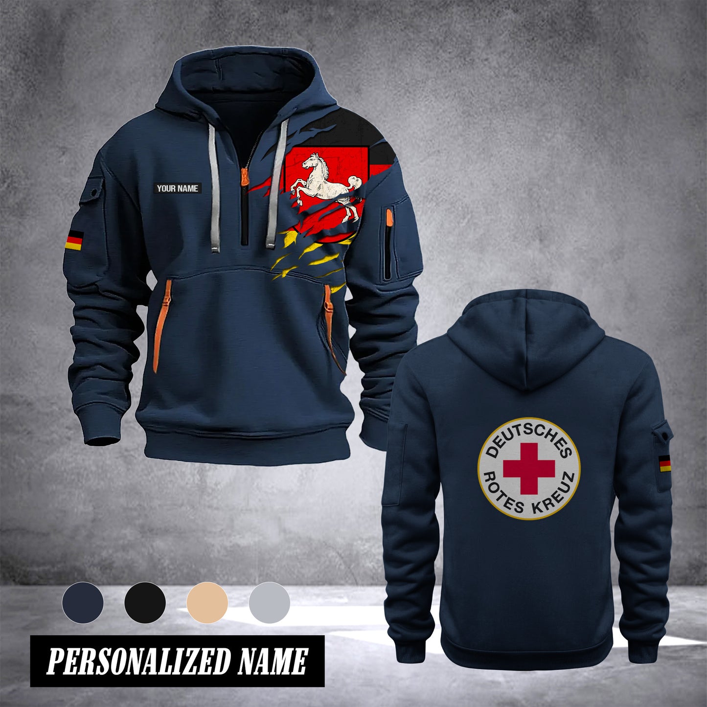 Rotes Kreuz lower saxony customize Hoodie Half Zipper NLG