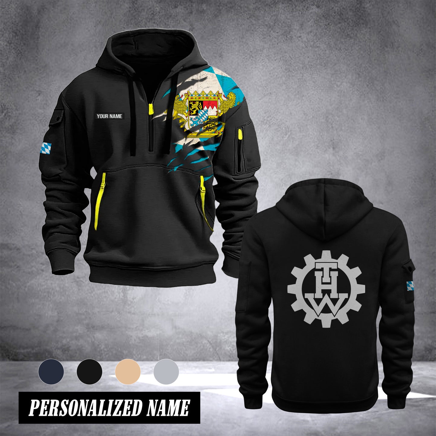 THW Bayern / Bavaria customize Hoodie Half Zipper NLG
