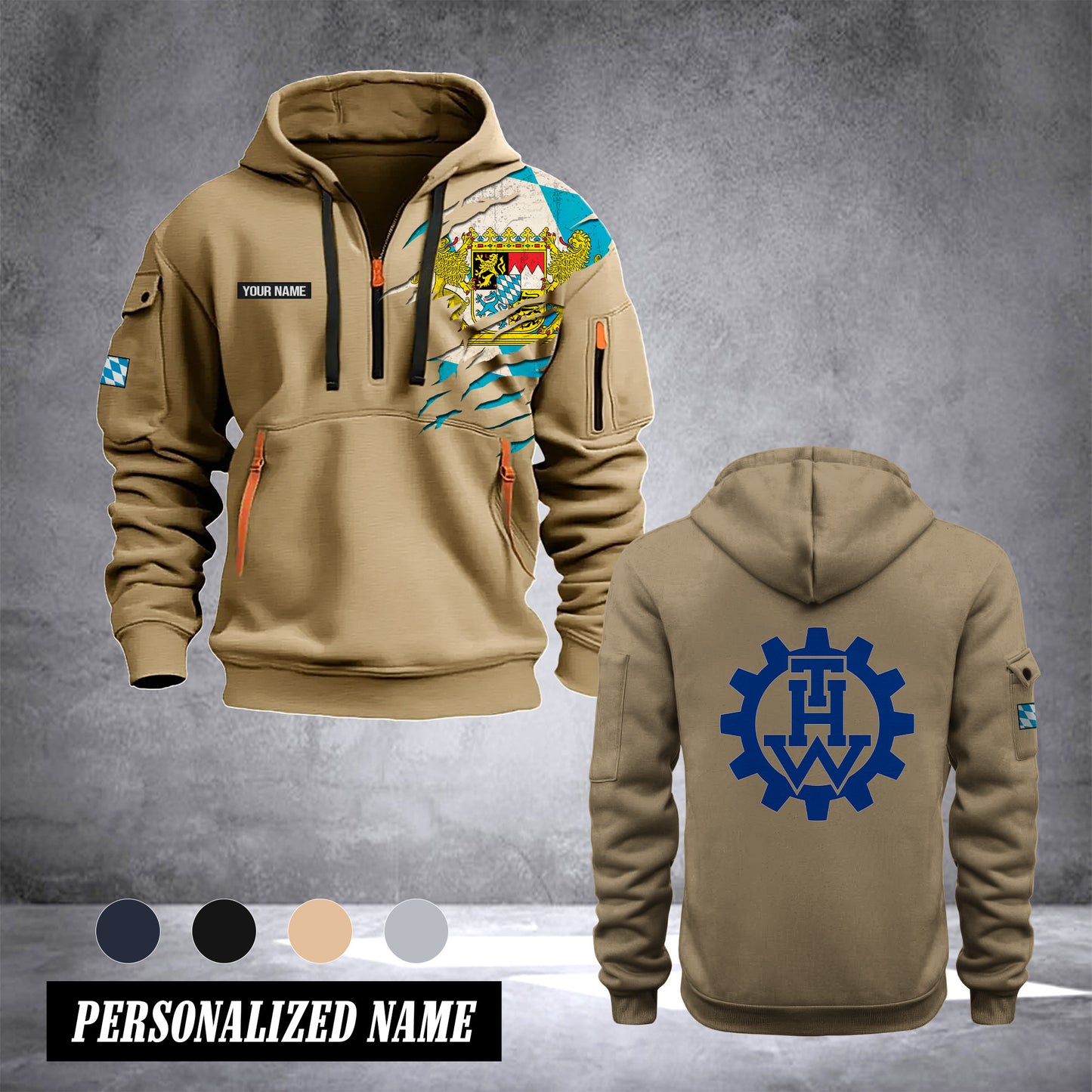 THW Bayern / Bavaria customize Hoodie Half Zipper NLG