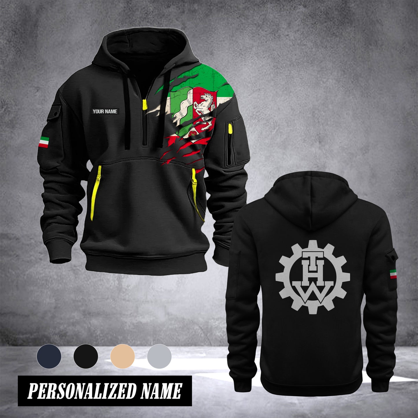 THW North Rhine-Westphalia customize Hoodie Half Zipper NLG