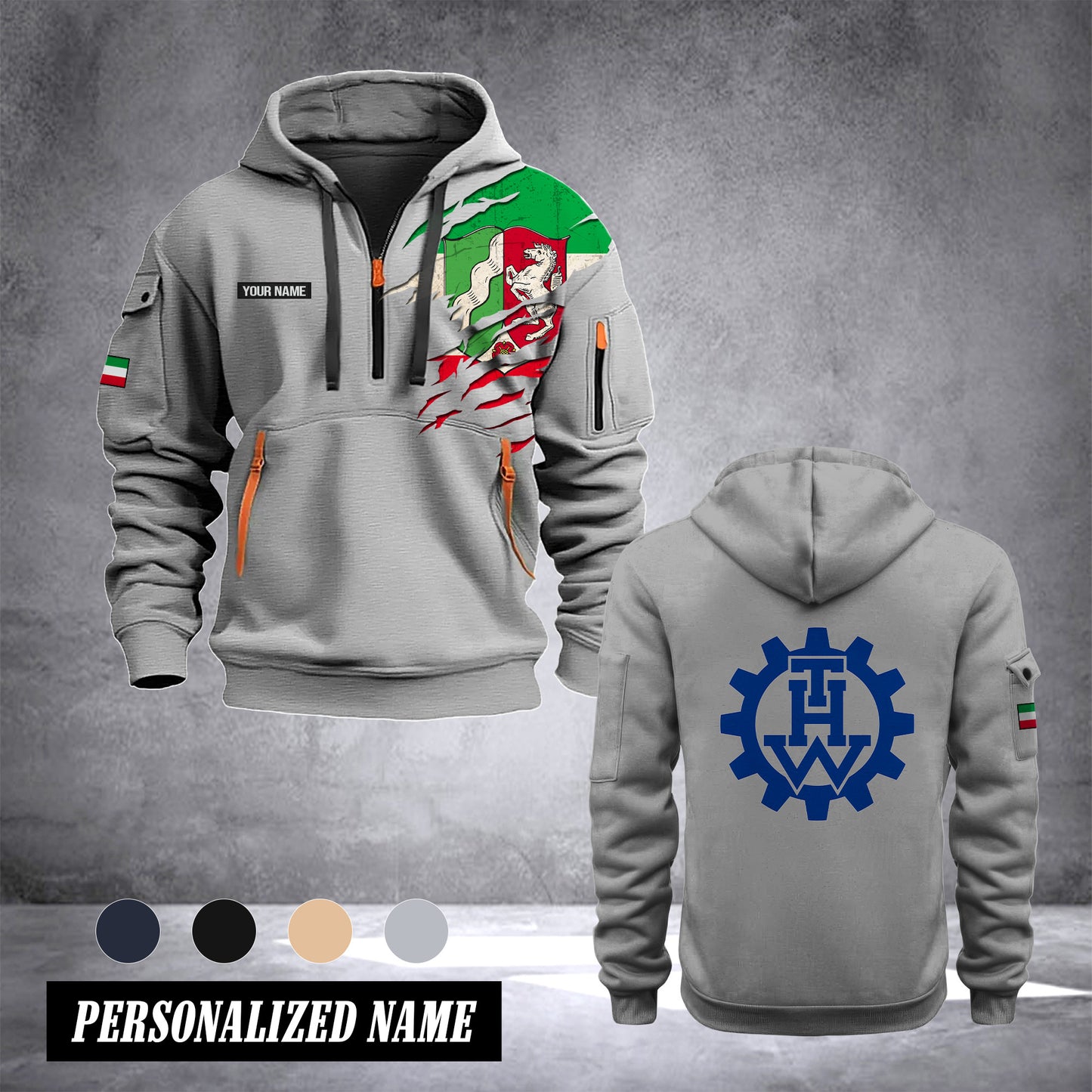 THW North Rhine-Westphalia customize Hoodie Half Zipper NLG