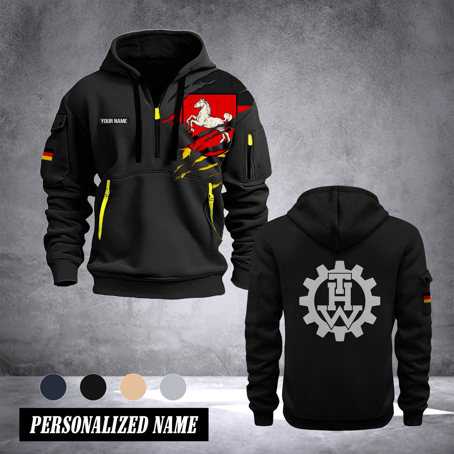 THW lower saxony customize Hoodie Half Zipper NLG