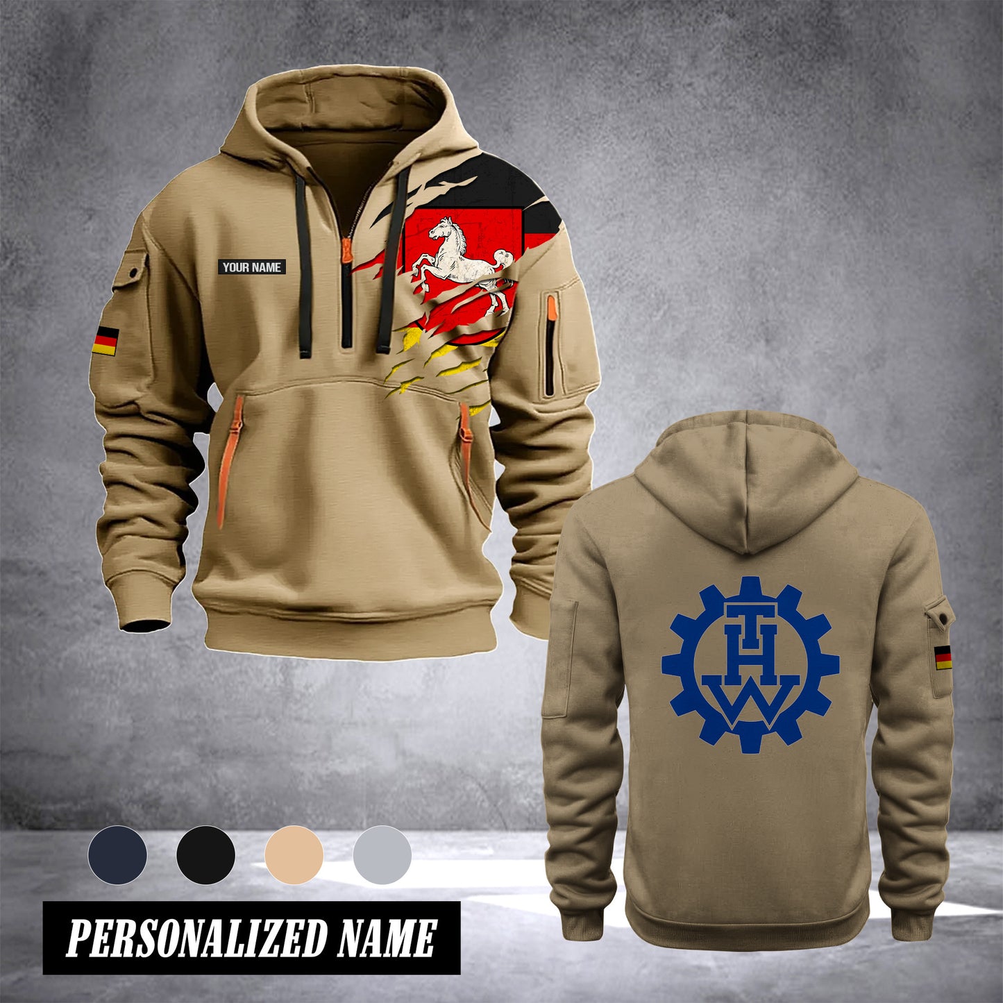 THW lower saxony customize Hoodie Half Zipper NLG