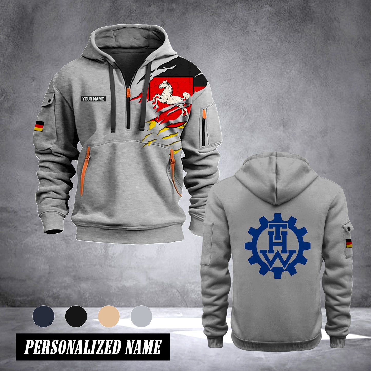THW lower saxony customize Hoodie Half Zipper NLG