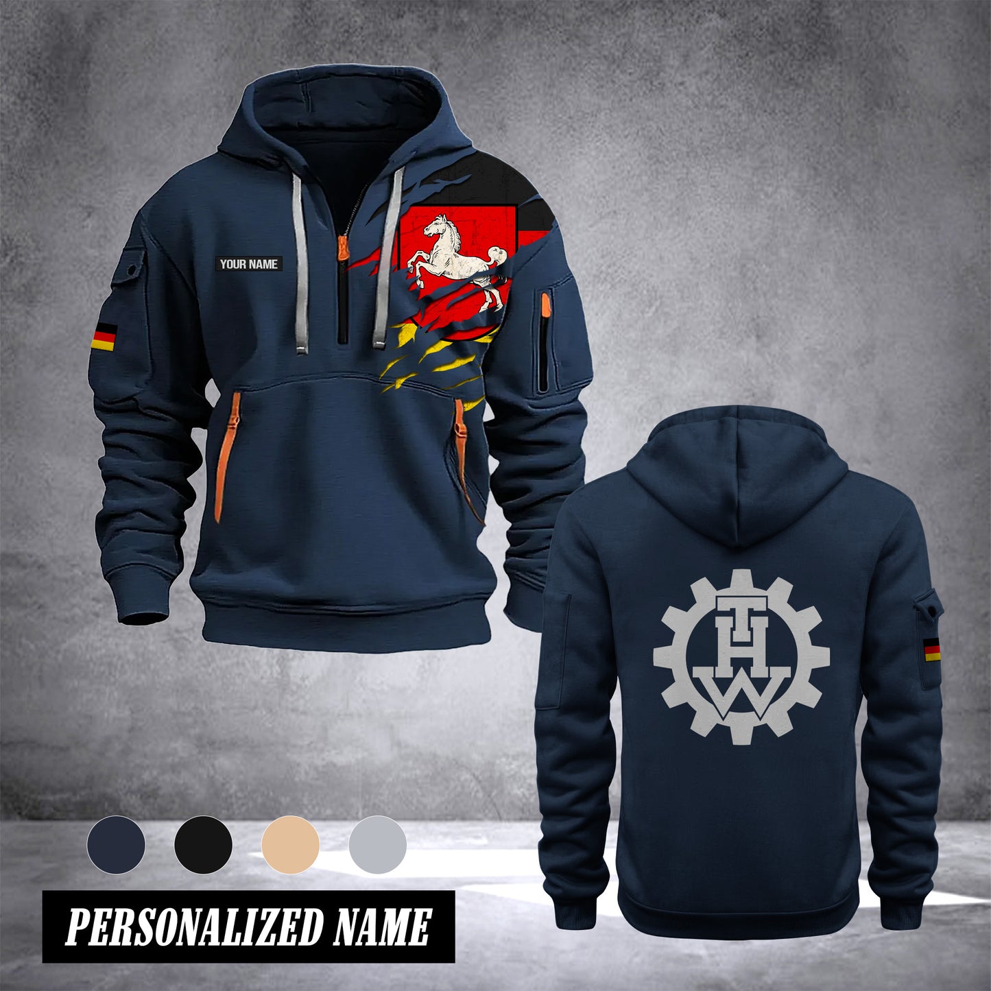 THW lower saxony customize Hoodie Half Zipper NLG