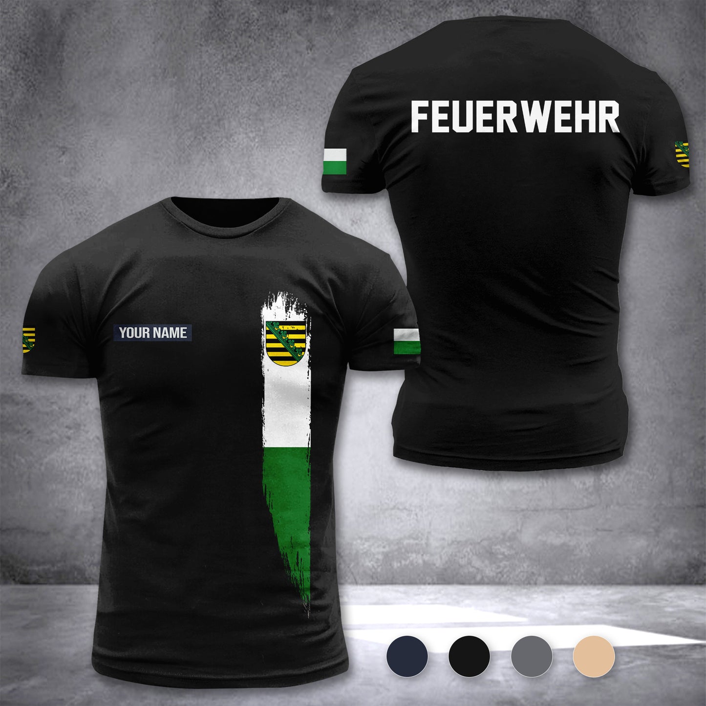 Firefighter Saxony Germany customize T-shirt 2452