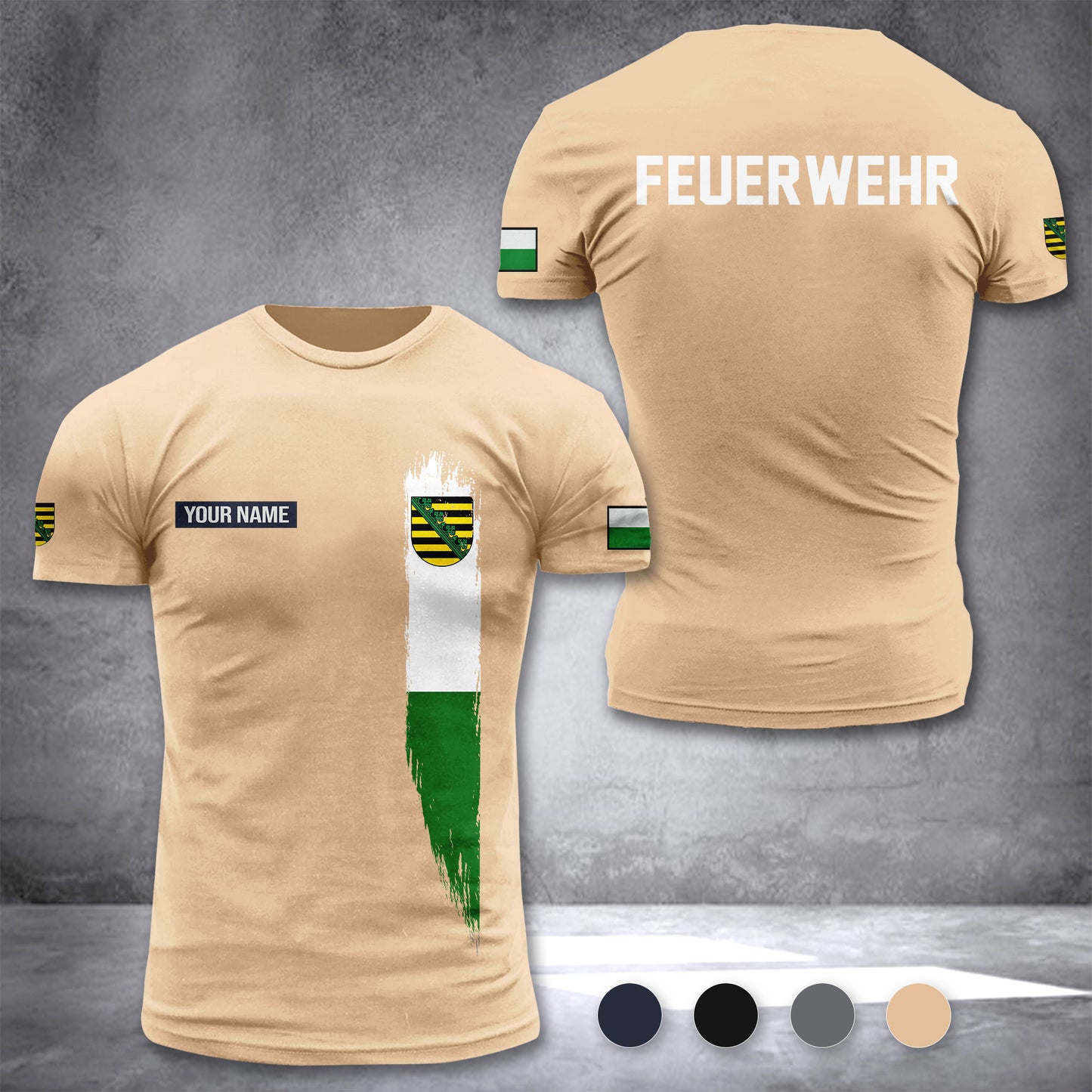 Firefighter Saxony Germany customize T-shirt 2452