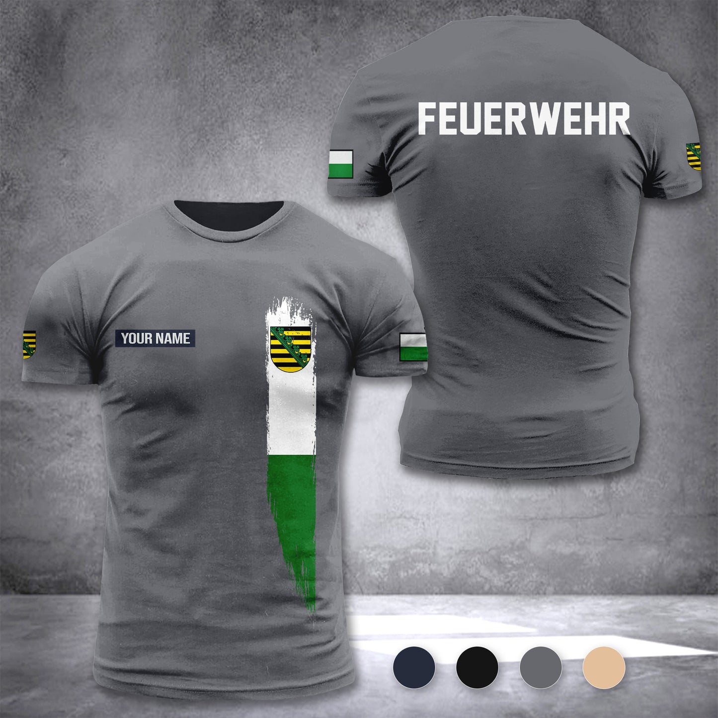Firefighter Saxony Germany customize T-shirt 2452