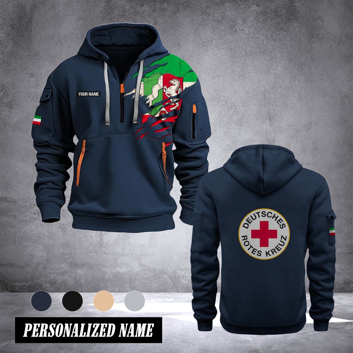 Rotes Kreuz North Rhine-Westphalia customize Hoodie Half Zipper NLG