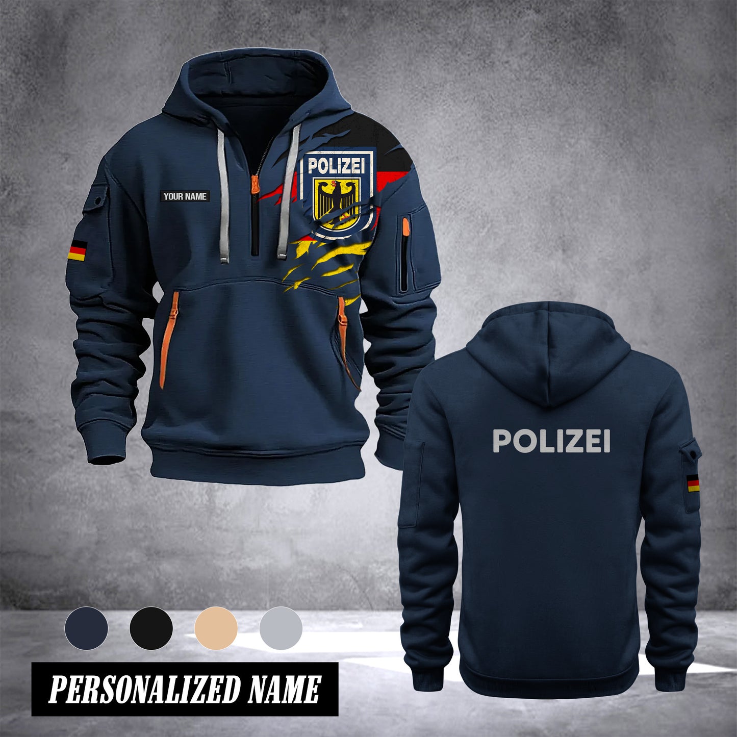 Polizei Germany customize Hoodie Half Zipper NLG