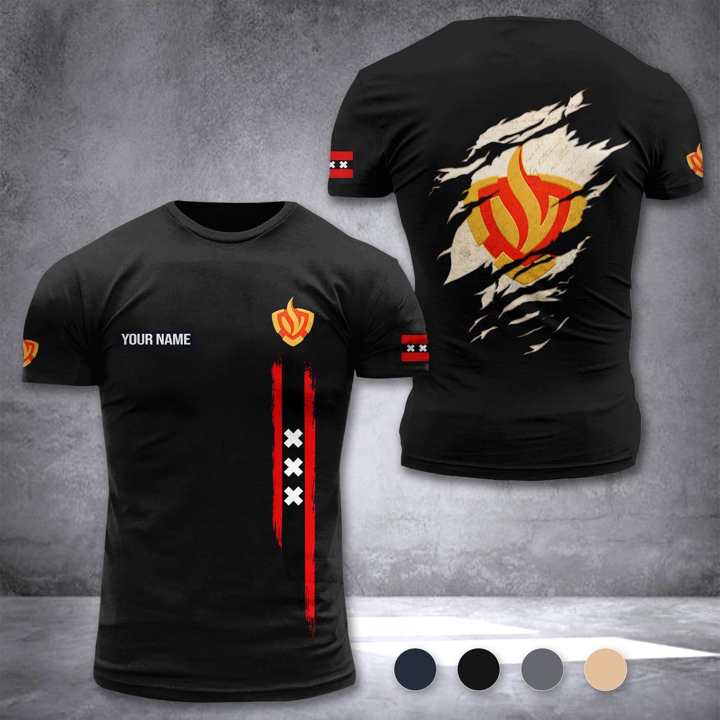 Firefighter Amsterdam Netherlands customize T-shirt back