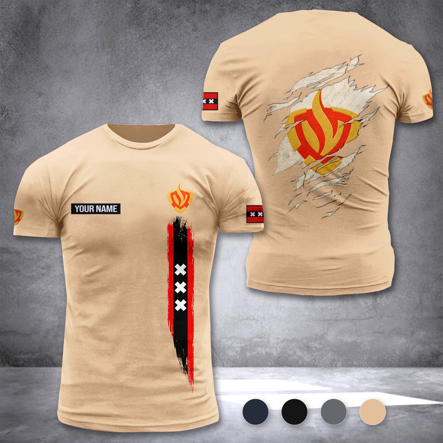 Firefighter Amsterdam Netherlands customize T-shirt back