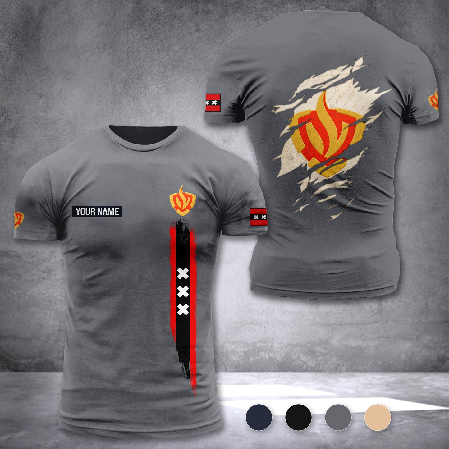 Firefighter Amsterdam Netherlands customize T-shirt back