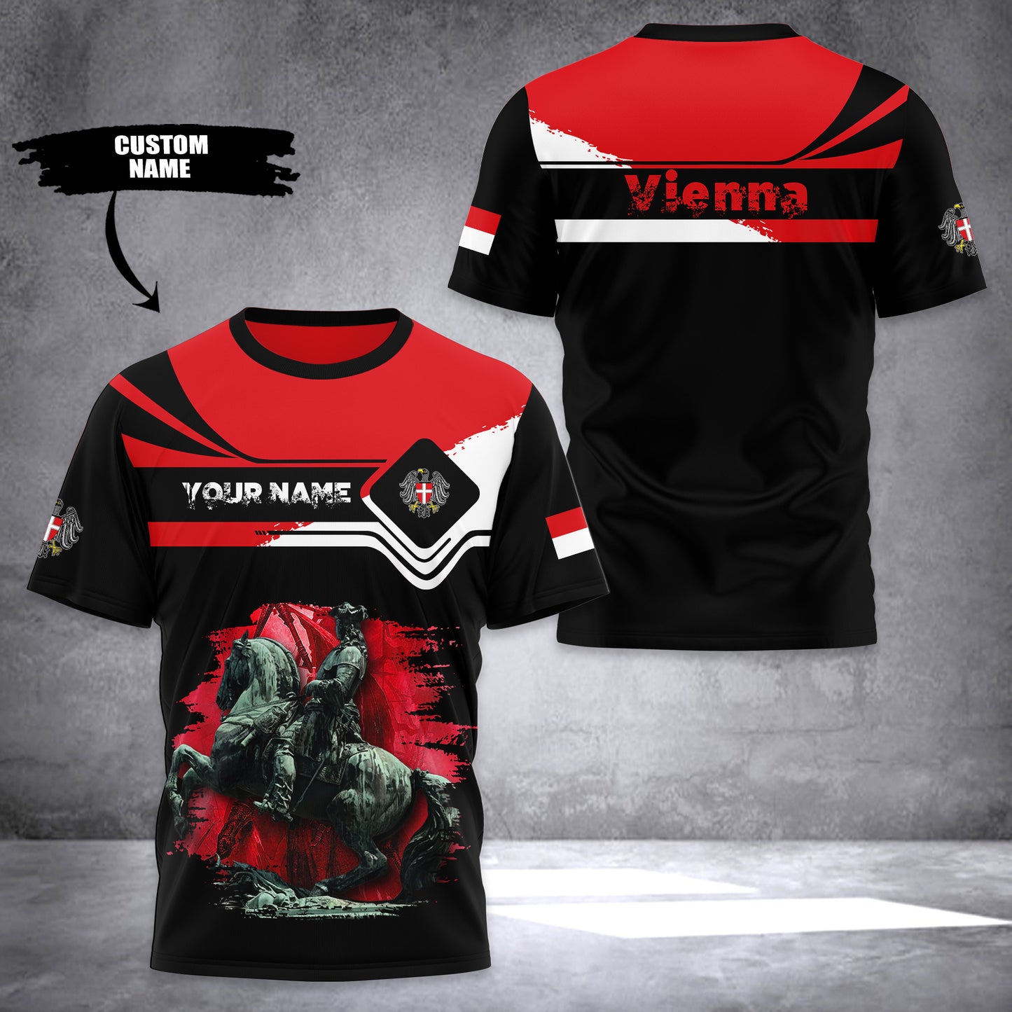 Vienna Austria customize T-shirt 3d flag icon