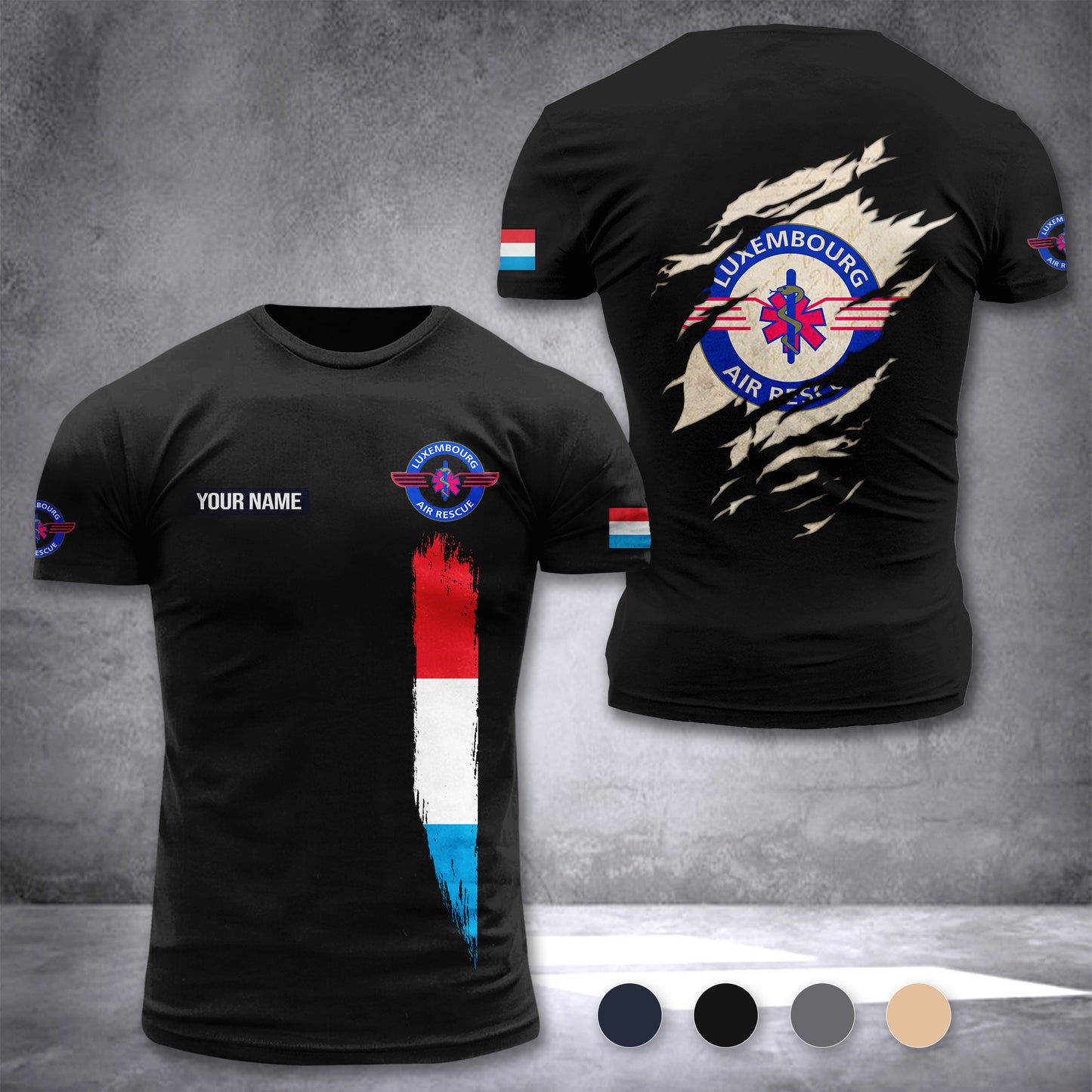 Luxembourg Air Rescue customize T-shirt back