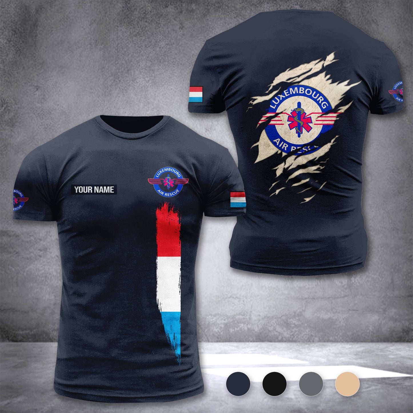 Luxembourg Air Rescue customize T-shirt back