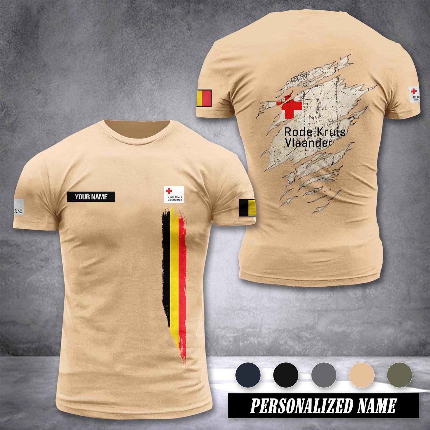 Rode Kruis Vlaanderen Belgium customize T-shirt back
