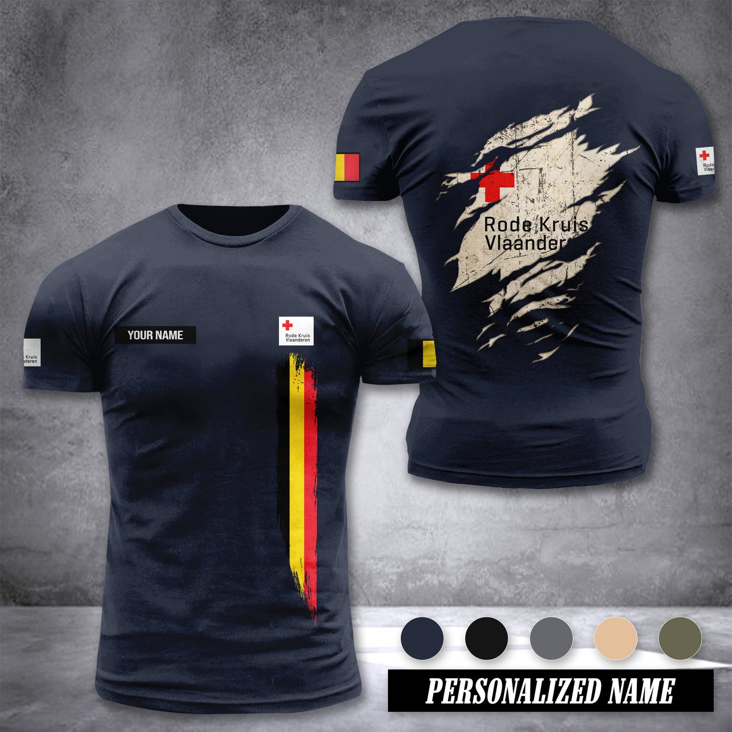 Rode Kruis Vlaanderen Belgium customize T-shirt back